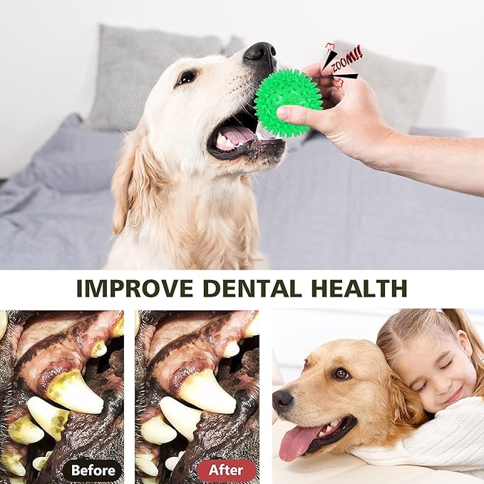 petizer 3-Pack 3.5” Squeaky Dog Toy Balls, Floating Dog Pool Balls, Spiky Dog Balls Water Toys, Durable Interactive Fetch Toys for Puppy, Dog Chew Toys for Teething (3.5", Medium/Large Dog)