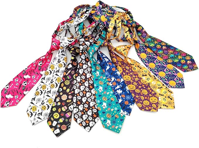 PET SHOW 10pcs Halloween Medium Dog Ties Neckties for Large Dogs Adjustable Holiday Grooming Accessories Neck Ties Bowties Girl Boy Festival Costumes Assorted Puppies Cats Party Favor