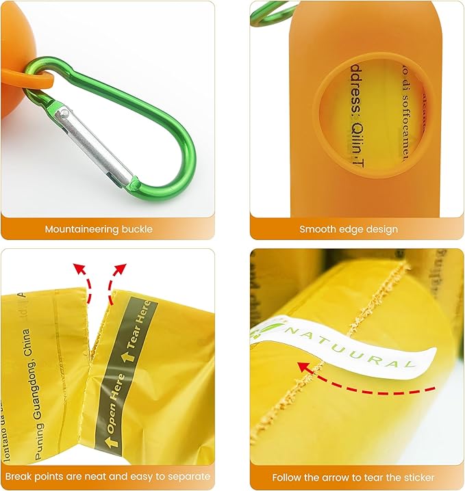 Poop Bags for Dogs-1050 Counts, 70 Rolls With a Free Dispensers, Biodegradable Poop Bags Made of Cornstarch, Size: 9x13 Inch, Extra Thick Strong and 100% Leak Proof (Yellow)