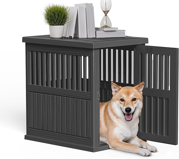 Dog House - Resin Outdoor Dog Kennel with Ventilated Design, Waterproof Dog Bed Shelter for Backyard, Garden & Patio