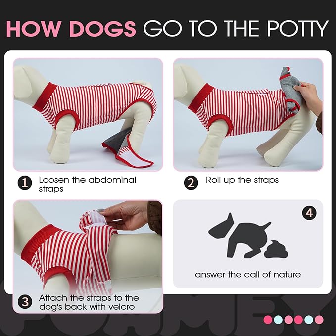 FUAMEY Dog Recovery Suit Male,Dogs Surgery Neuter Suits Puppy Spay Shirts for Female Protect Dog's Skin Anti Licking Abdominal Wounds Doggie Onesie Pet Bodysuit Alternative to Cone Red Stripes M