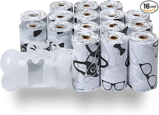 Best Pet Supplies Dog Poop Bags (240 Bags) for Waste Refuse Cleanup, Doggy Roll Replacements for Outdoor Puppy Walking and Travel, Leak Proof and Tear Resistant, Thick Plastic - White