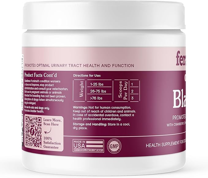 Fera Pets Bladder Support - Cranberry for Dogs & Cats - D-Mannose & Marshmallow Root - Urinary Tract Support - Supports Normal Urine pH - Boosts Immunity - 60 Scoops