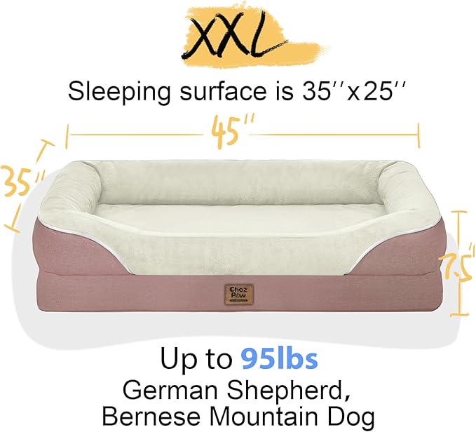 Orthopedic Washable Large Dog Bed - Dog Beds Large Sized Dogs with Removable Cover Waterproof Orthopedic Pet Bed XL Dogs Beds with Bolster