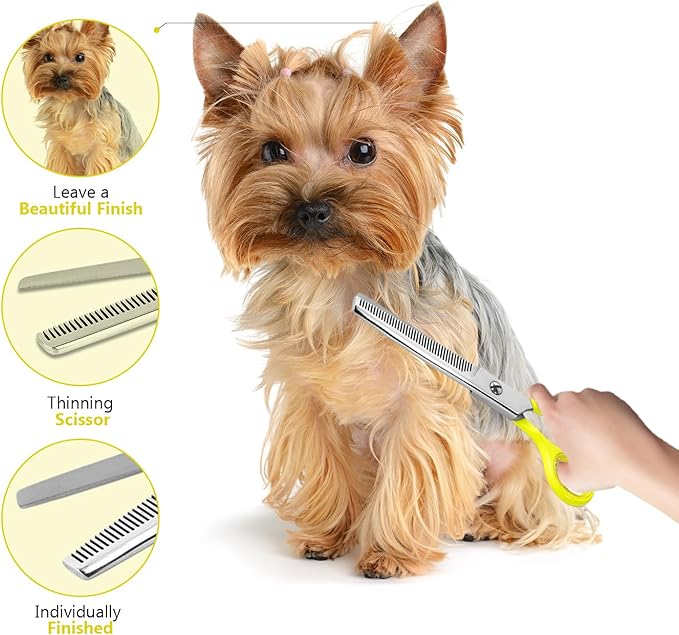 Laazar Dog thinning shears for dogs - Sharp Stainless Steel Blades with Colorful Handles, Safe and Easy-to-Use With Beautiful results, Long Lasting dog grooming thinning shears