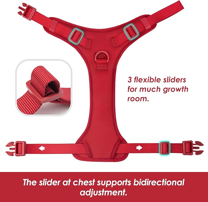 No Pull Dog Harness, Puppy Vest with Front Clip for Small Medium Large Sized Dog(Burgundy Red,L)