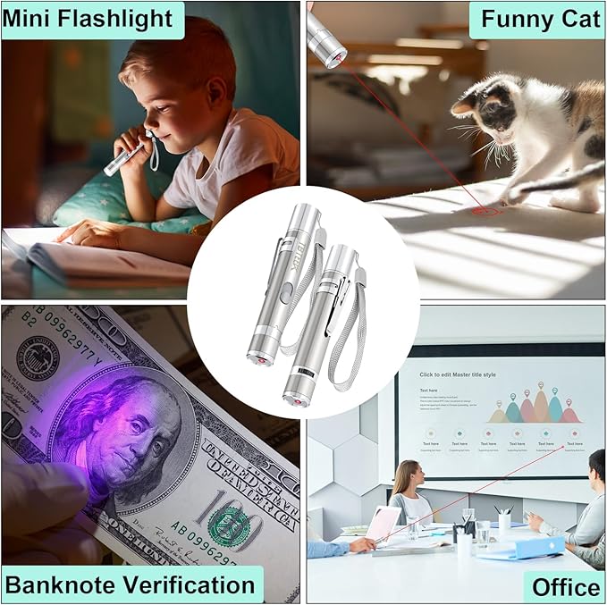 TBTeek Cat Toy, USB Rechargeable Interactive Kitten Toy, 7 Light Modes & Adjustable Patterns, Portable Pet Cat Mouse Toy for Fun Chase Play Exercise (2 Pack)