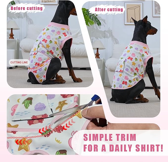 Recovery Suit for Dogs After Surgery, Professional Dog Surgical Suit for Female Spay, Male Neuter, E-Collar & Cone Alternative Dog Onesie for Abdominal Wounds Skin Disease, Fruit, XS
