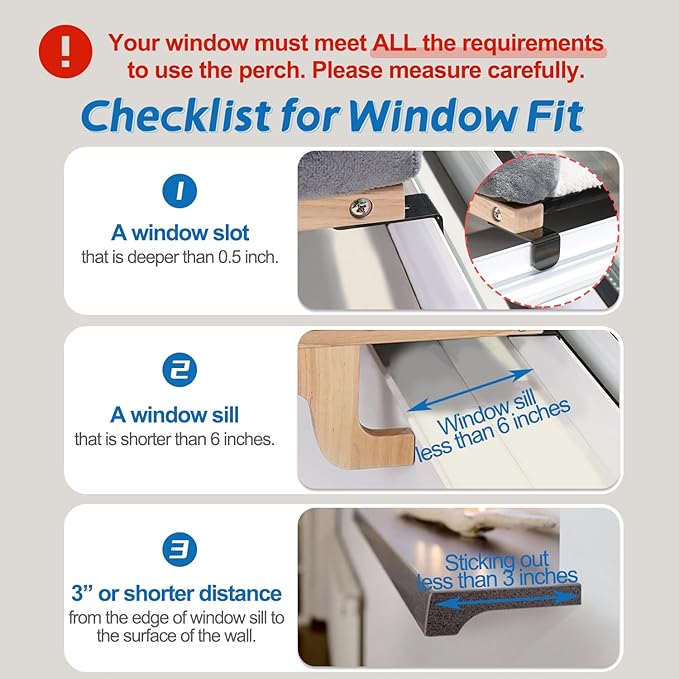 Cat Perch for Window Sill with Bolster - Orthopedic Hammock Design with Premium Hardwood & Robust Metal Frame - Cat Window Seat for Large Cats and Kittens - Natural Color Wood with Brown Bed