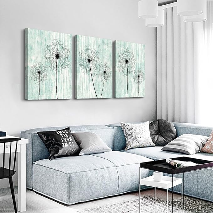 Light Green Background Dandelion Canvas Wall Art Paintings For Living Room Large Size Wall Artworks Bedroom Decoration 3 Piece Framed Office Wall Decor Canvas Print Posters Kitchen Home Decoration