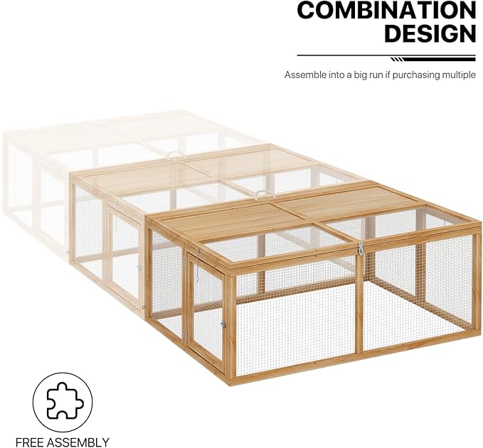 MoNiBloom Portable Chicken Run Rabbit Hutch Folding Chicken Cage Hen Coop for Indoor/Outdoor, Top and Side Opening Doors Small Animal Pet Playpen No Assembly Required Poultry Cage 45.5 x 42.5 x 20 in