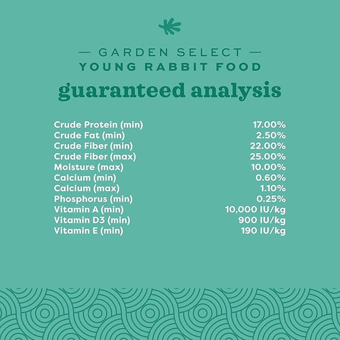 Oxbow Garden Select Rabbit Food, Young, Made Alfalfa for Rabbit, Bunny Food Pellets, Non-GMO, No Soy or Wheat, Small Animal Pet Products, Made in USA, High Fiber, 4 lb. Bag