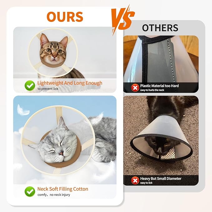 Cat Cone Collar Soft- Adjustable Comfortable Air Mesh Recovery Cone After Surgery to Stop Licking and Scratch, Alternative to Plastic Elizabethan Collar for Cat, Whiskers Freedom (Brown, XS)