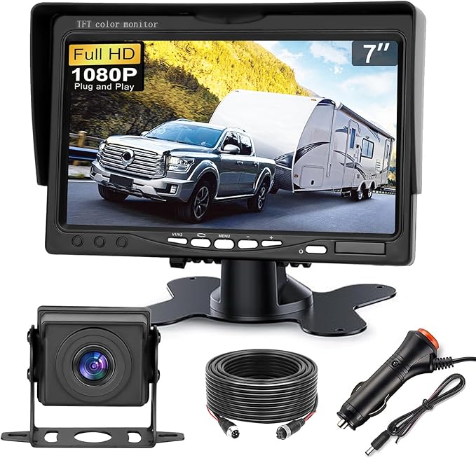 Kairiyard Backup Camera, 7 Inch HD 1080P Reverse Rear View Camera 150° Wide Angle Wired Back up Camera System for Truck Car Trailer Camper Tractor