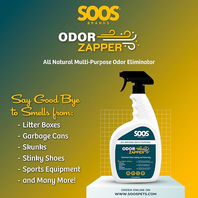 Soos Odor Zapper All Natural Odor Eliminator Multi-Purpose Odor Removal Spray for Home and Beyond (32.1 oz / 950 ml)