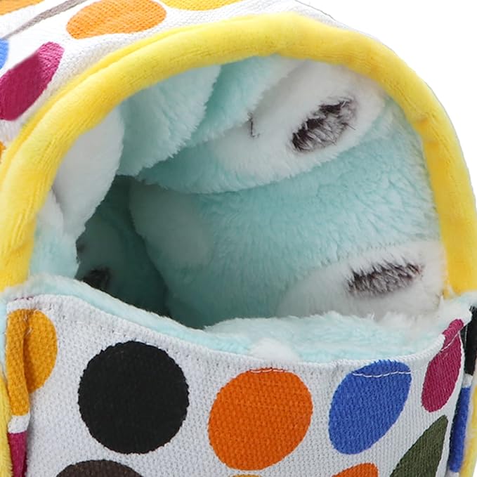 Wontee Hamster Bed Hideout Sugar Glider Hammock Small Animal Warm Bed House for Hamsters Hedgehogs Sugar Glider Gerbils Mice (Large, Colorful Dots)