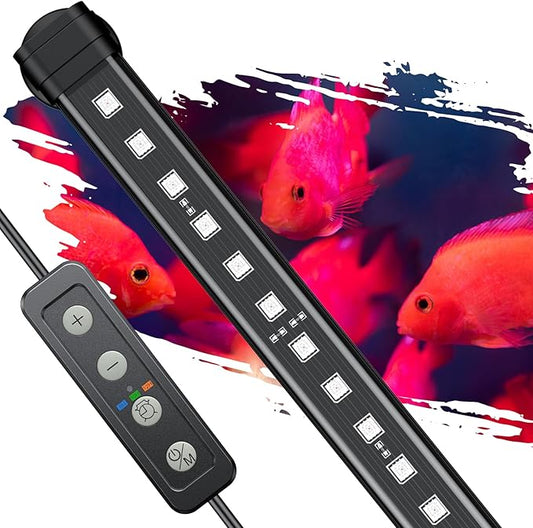 Pawfly 8 Inch 8 W Aquarium Color Enhancement Light for 8" to 15" Fish Tanks, IPX8 Waterproof Aquarium Enhancing LED Light, Brilliant RGB Lights with 7 Single Effects Timer & Adjustable Brightness