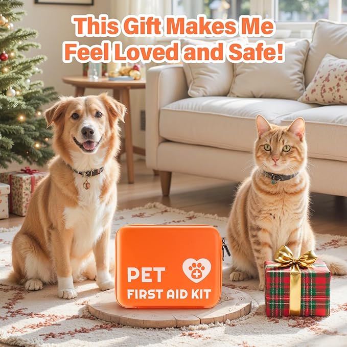 Portable Dog First Aid Kit with Hook - Water Resistant Pouch for Hiking, Camping, Daily Family Use, Travel, Pet Safety, Thoughtful Gift for Pet Owners (81pcs Upgrade Professional Version)