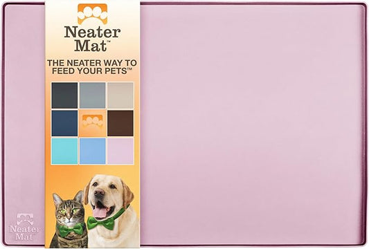 Neater Pet Brands Neater Mat Pet Mats for Food and Water, Cat & Dog Bowl Mat Waterproof Silicone, Feeding Tray, Dog Food Mats for Floors, Placemat w/Raised Edge for Under Bowls, 32" x 24", Light Pink