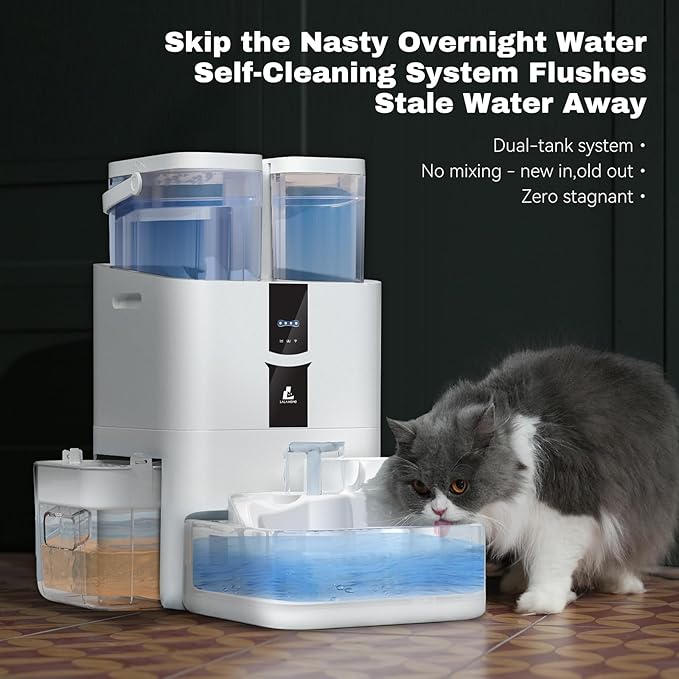 DailyFresh Cat Water Fountain 10L/338 oz Self Refilling, Pet Drinking Fountains for Dogs Indoor, Smart APP 5G WiFi Automatic Water Dispenser Oxygen-Rich, Wastewater Separation, BPA-Free