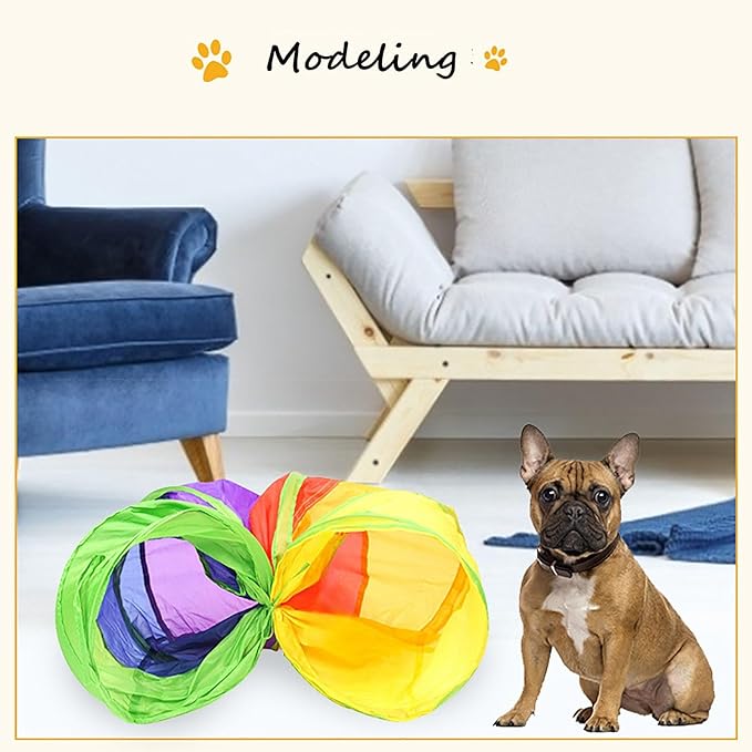 iCAGY Cat Tunnel for Indoor Cats Interactive, Rabbit Tunnel Toys, Pet Toys Play Tunnels for Cats Kittens Rabbits Puppies Crinkle Pop Up Rainbow 45"