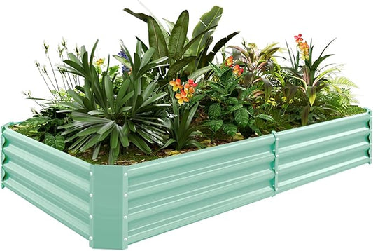 Land Guard 6×3×1ft Galvanized Metal Raised Garden Bed, Metal Planter Kit Box Outdoor for Deep-Rooted Vegetables, Flowers, Green and Herbs (Lime Green)…