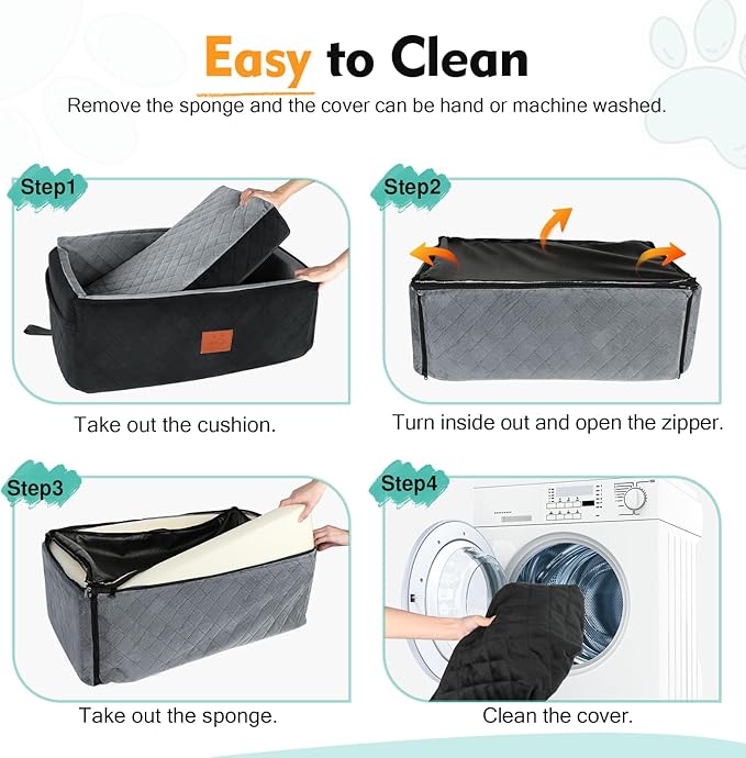 Dog Car Seat for Large Medium Dogs,Washable Pet Carseat Under 55 lbs or 2 Small Dogs,Dog Booster Seat Travel Bed with Thick Cushion,2 Safety Leashes