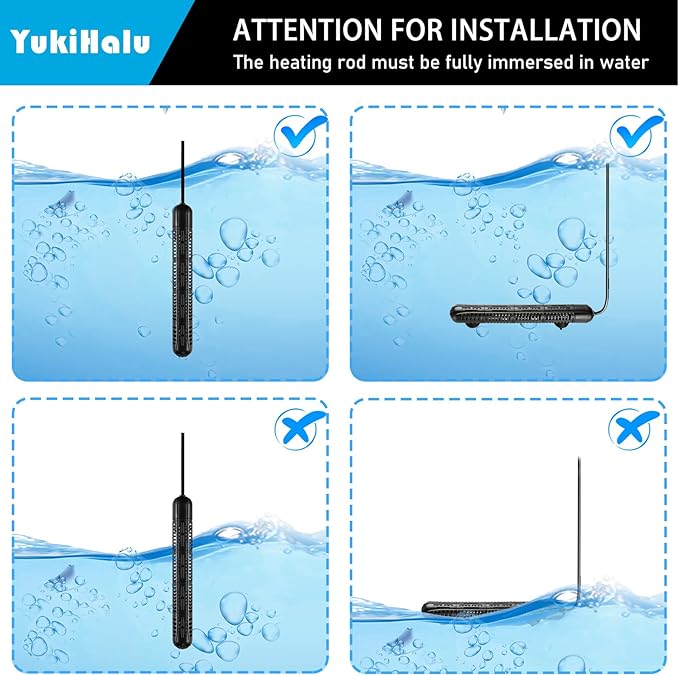 YukiHalu Aquarium Heater 50/100/200/300/500W with Protective Case, Fish Tank Heater, Temperature Adjustable, External Temperature Controller, LED Display, Used for 10/20/40/75/120 Gallons (100W)