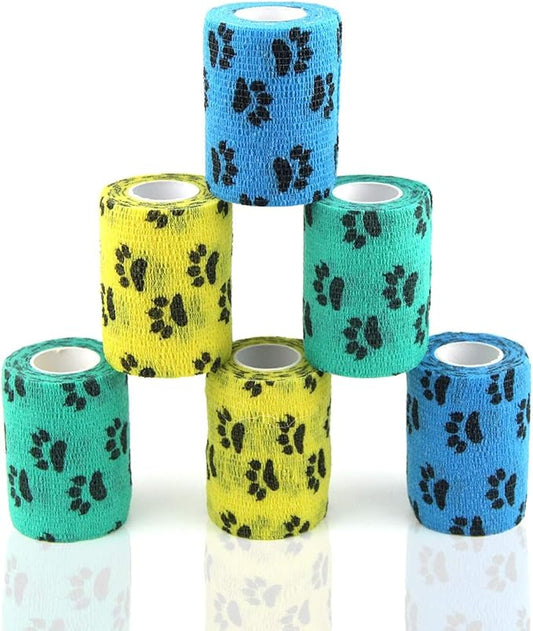 AUPCON Vet Wrap Cohesive Bandages Bulk Self Adhesive Bandage Wrap Self Adherent Wrap Non-Woven for Dogs Pet Animals & Ankle Sprains & Swelling 2 Inch x 5 Yards (3 Inch Claw)