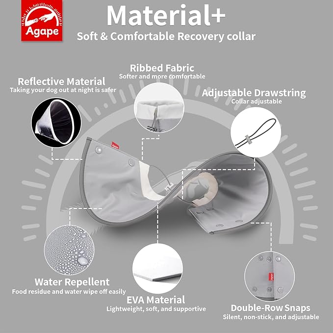 Agape Soft Dog Cone for Small Dogs & Cats, Comfy Dogs Recovery Collar After Surgery, Adjustable E Collar Alternative to Stop Licking, Protective Elizabethan Collars for Pup, Comfortable Dog Cones