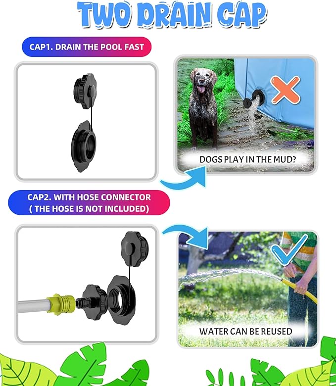 Large Foldable Dog Pool 87"x16", Hyperzoo Oversize Foldable Dog Swimming Pool, Hard Plastic PVC Leakproof Doggie Wading Collapsible Pet Bathing Tub for Puppy Small Medium Large Dogs and Kids, Blue