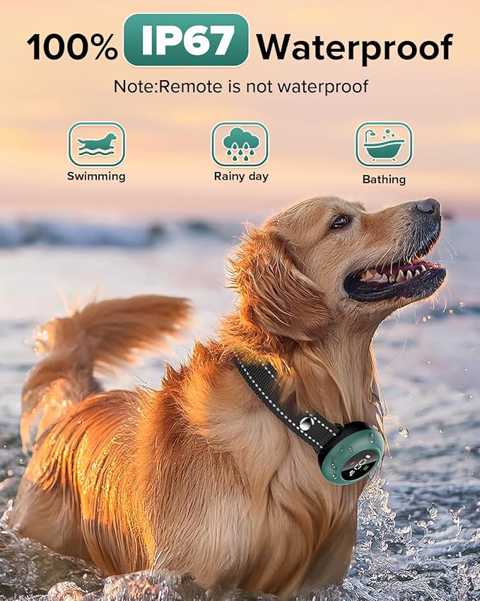 [New 2025] 2-in-1 Dog Shock Collar & Bark Collar – 3300FT Dog Training Collar with Remote, Automatic Anti-Barking, 5 Adjustable Sensitivity Levels, IP67 Waterproof E-Collar for Small Medium Large Dogs