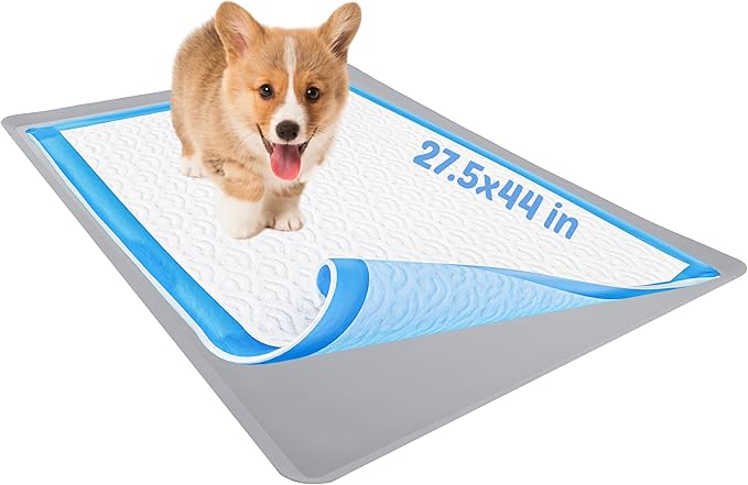 TidyFriend Dog Pee Pad Holder Tray Fits for 27.5” x 44” Wee Wee Pee Pads - Stable Grip, Raised Edges, Quick-Wipe Silicone Surface Dog Potty Tray Holder for Indoor Flooring Protection (Light Grey)
