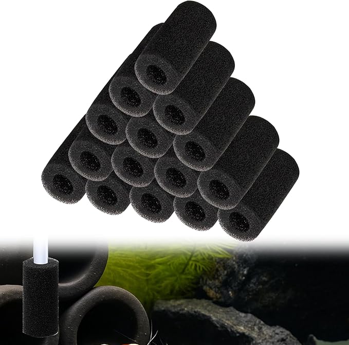 Sponge Filters for Aquarium, Fish Tank Filter Sponges, Sponge Filter Foam Rolls for Shrimp Fry, 0.6” Intake Pre-Filter Foam, 15PCS Replacement for Fish Tank Accessories