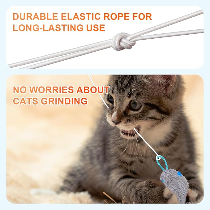 Cat Toy, Upgraded Smart Interactive Cat Toys with Remote Control, USB Rechargeable Door Hanging Retractable Kitten Toy for Self Play, Teaser Electronic Feather Cat String with 3 Plush Mice