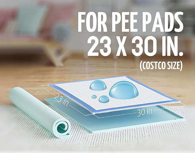 TidyFriend 2 Pk Pee Pad Holder Tray for 30” x 23” Pee Pads with Corner Lock Holes, Raised Edges, Non-Spill, Easy to Clean Silicone Dog Potty Tray Holder, For Indoor Floor Protection (Turquoise)