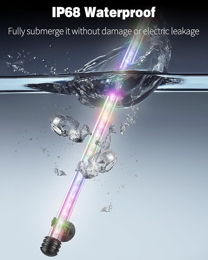 Pawfly 8 W Aquarium LED Light 23 Inch Underwater Fish Tank Light with Timer Auto On/Off Fish Tank Background Light with 8 Lighting Modes Submersible Multi-Colored Tube Light for Decoration