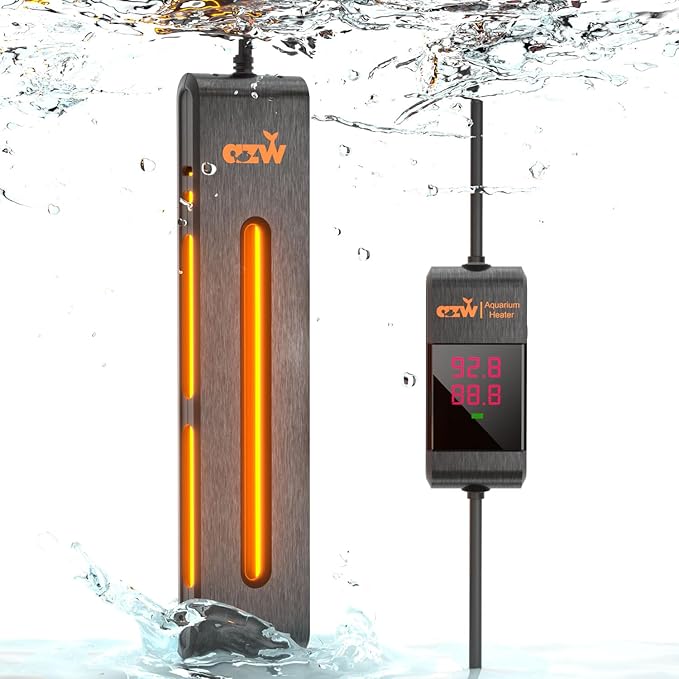 azw Aquarium Heater 300W/500W/800W, Fish Tank Heater with Digital LED Controller, Frequency Conversion Energy Saving, IPS Anti-Boiling Fish, Multiple Intelligent Protection for Freshwater/Saltwater