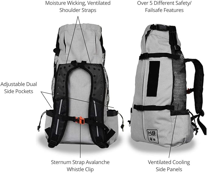 K9 Sport Sack Air 2 - Medium, Light Grey - Ideal for Dogs with 17-19” Back Length - Durable, Breathable Backpack-Style Carrier - Perfect for Walks, Short Hikes & Public Transportation