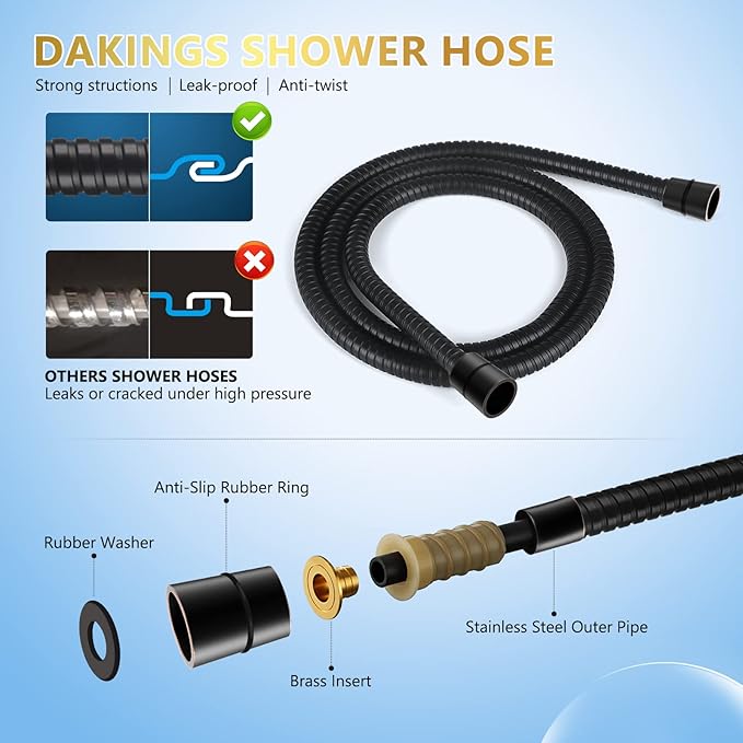 6 Spray Modes High Pressure Handheld Showerhead Set Upgraded 5 Inches Shower Head with Handheld Spray Oil Rubbed Bronze Handheld Shower Head 60 Inches Stainless Steel Hose-1-Min Install