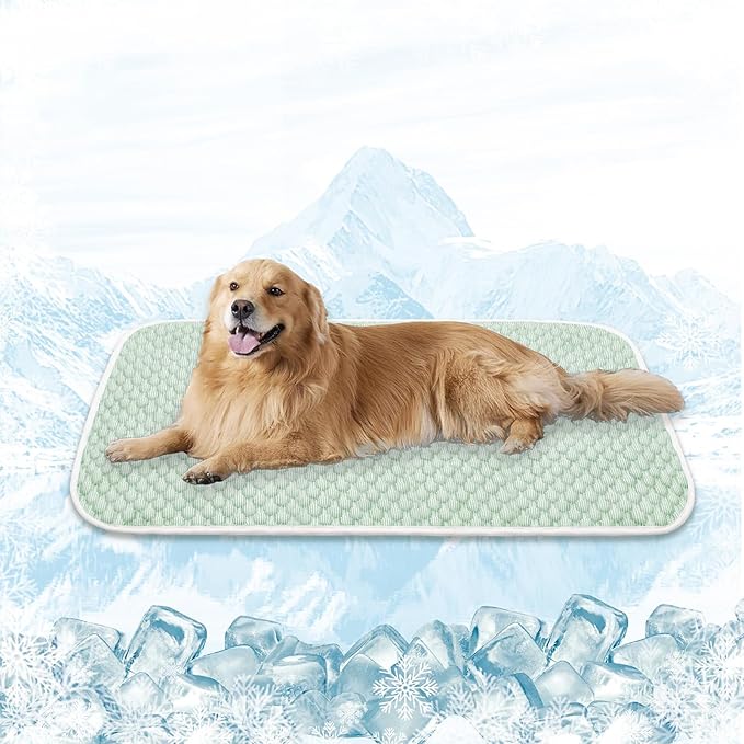 MICROCOSMOS Pet Cooling Mat & Sleeping Pad- Breathable Bubble Surface, EZ Clean. Keep Cooling for Pets, Kids and Adults in Summer.(Green, 59" x 40")