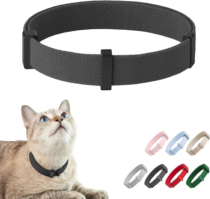Safety Cat Collar Pro - U.S. IDA Gold Awarding Design, Elastic Quick Release Cat Collar with Buckle Non Breakaway - Lightweight for Kitten All Small Large Cats (Midnight Black, M 7.9-15.7")