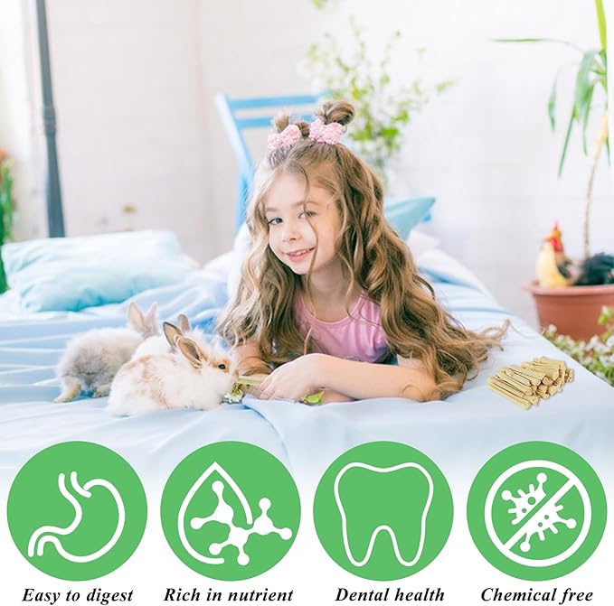 1000g/2.2lb Bamboo Chews for Rabbits, Rabbit Sticks Rabbit Chew Toys Bunny Chew Toys, Molar Treats for Small Animals, Hamsters, Chinchillas, Guinea Pigs, Natural Teeth Grinding Toys