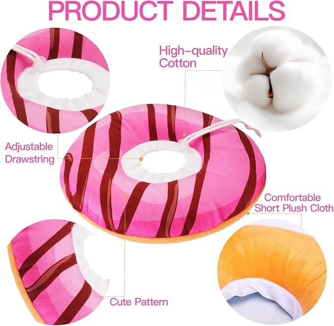 Cat Cone Collar Soft, Cute Cat Donut Collar After Surgery, Adjustable Kitten Recovery Cones to Stop Licking, Lightweight Neck Elizabethan Collars for Cats Kittens (Chocolate Pink, Small)