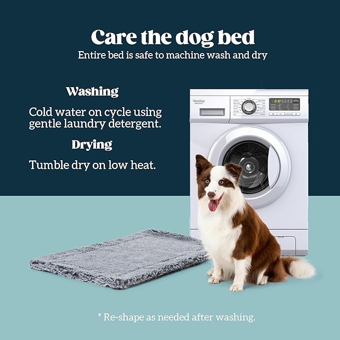 Stoutwool Indestructible Dog Bed - Fluffy Chew Proof Dog Crate Pad - Tough Kennel Pad for Aggressive Chewers - Washable, Ideal for Large Breeds & Fits 36-Inch Crate - 35"x22", Charcoal