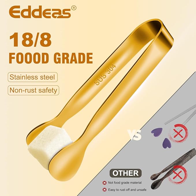 12 PCS Small Serving Tongs, 4.3" Mini Gold Tongs, Gold Kitchen Tongs for Serving Food, Coffee Bar, Tea Party, Desserts Party and Ice Bucket