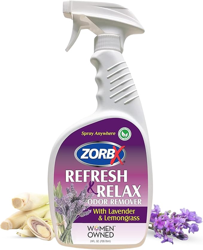 ZORBX Lavender & Lemongrass Spray, 24 Oz - All-Purpose Deodorizer, Refreshes Fabric, Removes Strong Odors, Perfect for Home, Car, Gym, Laundry