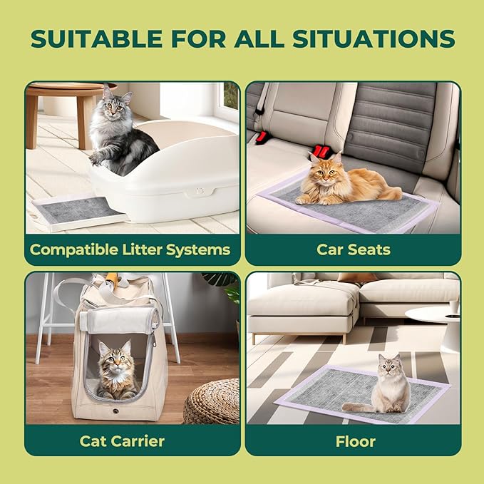 Cat Pads Refills for Tidy Cats Breeze Litter System - Super Absorbent 6-Layer Pads for Odor Control, Activated Carbon - 16.9" x 11.4" - Pack of 20 Litter Box Replacement Pads