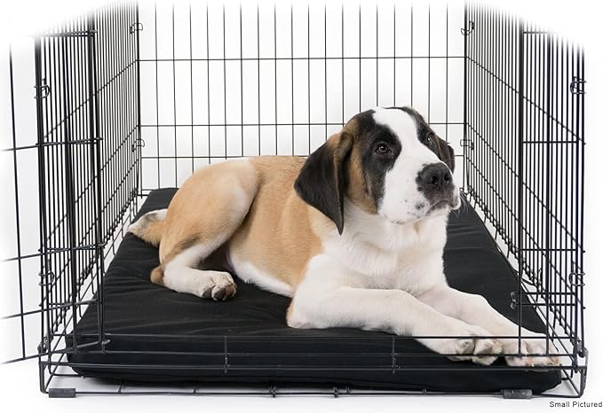 K9 Ballistics Tough Ripstop Orthopedic Dog Crate Bed - Durable Pad with Washable Cover, for Wire Crates, Tie-Downs Included, Size: Small 29"x18", Obsidian Black