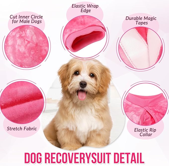 Lukovee Recovery Suit for Dogs, Onesie Surgery Recovery Suit for Female Male Dogs, Abdominal Wounds Cone E-Collar Alternative Prevent Licking Spay Recovery Suit (Pink,Large)